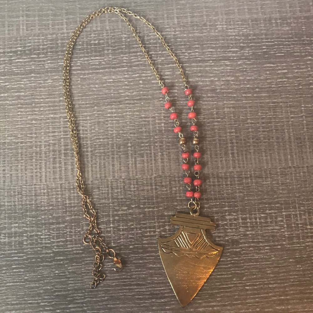 Bronze and Coral long Necklace
